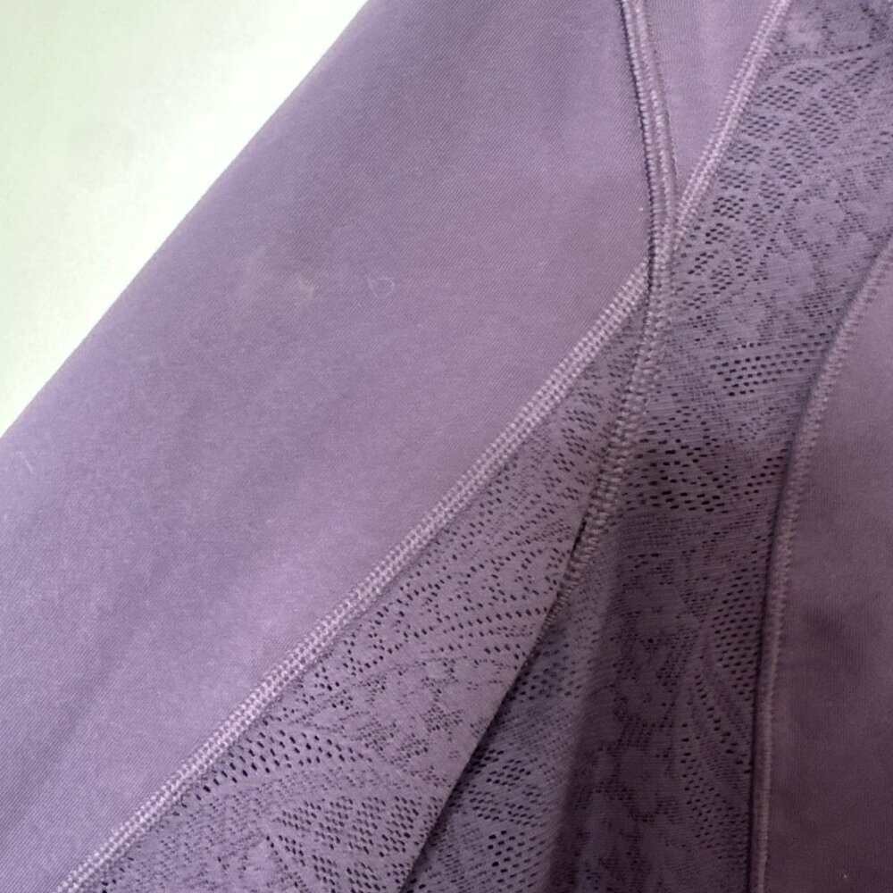 Athleta Shanti Lace Purple Crop Long Sleeve Breathe Wicking Shirt Top Sz 2X - Picture 9 of 13